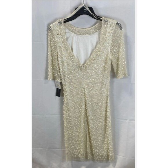 Aidan Mattox Women Ivory Sequin Beaded Dress Size 4 NWT - Picture 3 of 7